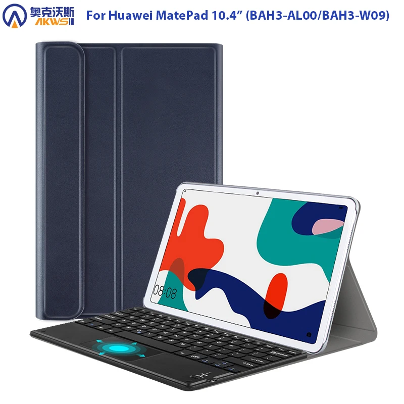 

Mousepad Keyboard Case for Huawei MatePad 10.4, Stand Leather Cover with Wireless Mousepad Keyboard BAH3-AL00 BAH3-W09