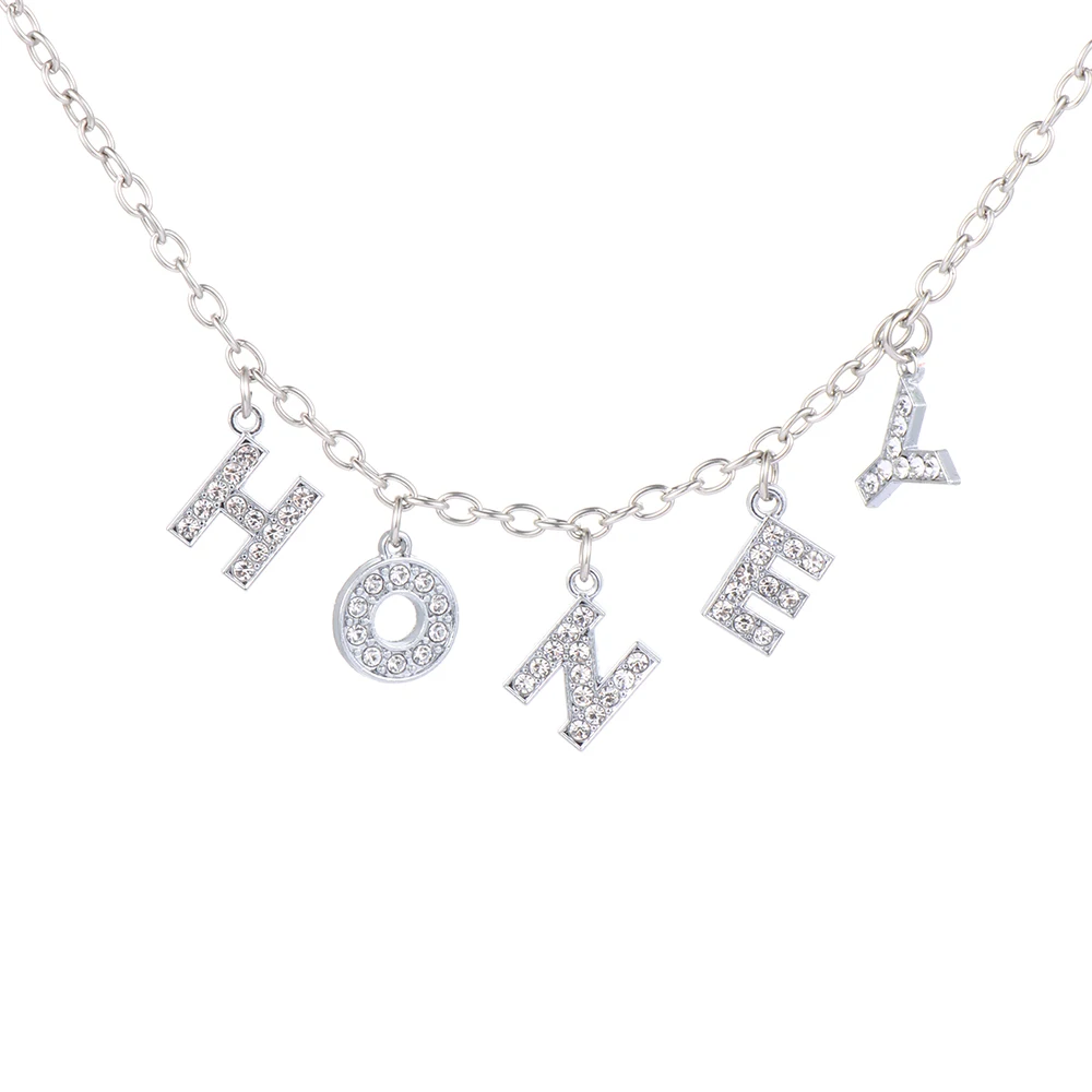 BABY HONEY Choker Femme Punk Collier Bijoux Harajuku буквы из кристаллов Ангел ожерелье женское