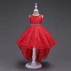Новое летнее детское платье, платье принцессы для девочек, однотонное кружевное вечернее платье с бисером