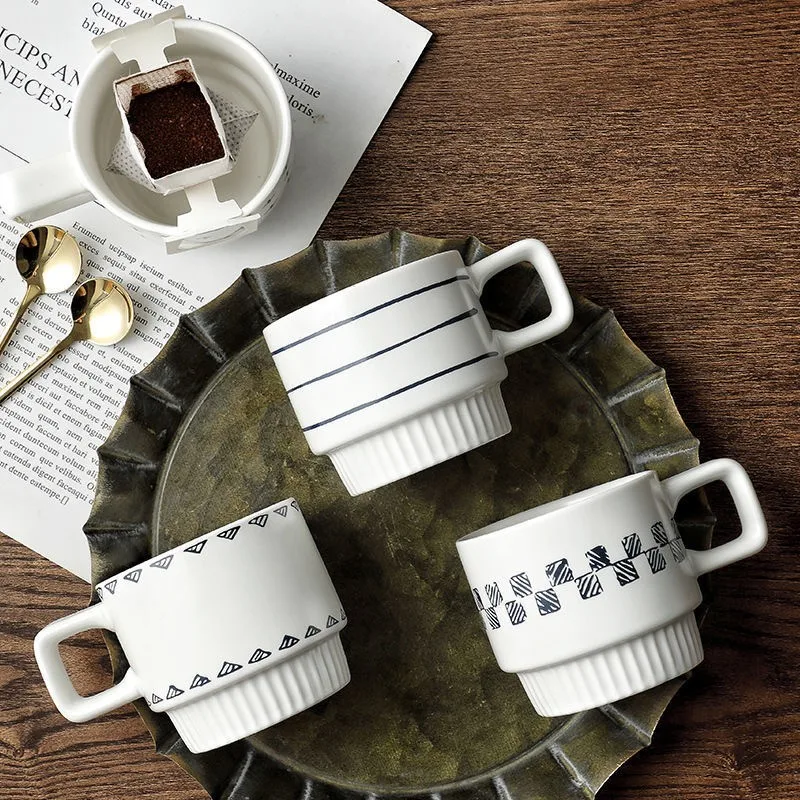 320 мл Толстая керамическая кофейная кружка с простым рисунком чашка для питья