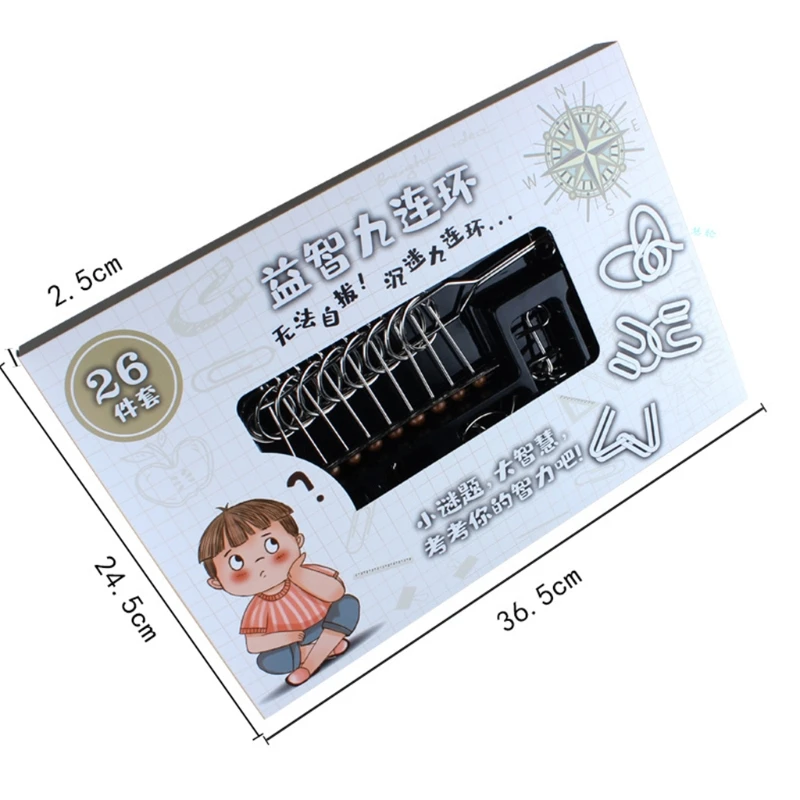 

26pcs/set Metal Montessori Puzzle Wire IQ Mind Brain Teaser Children Adults Toys