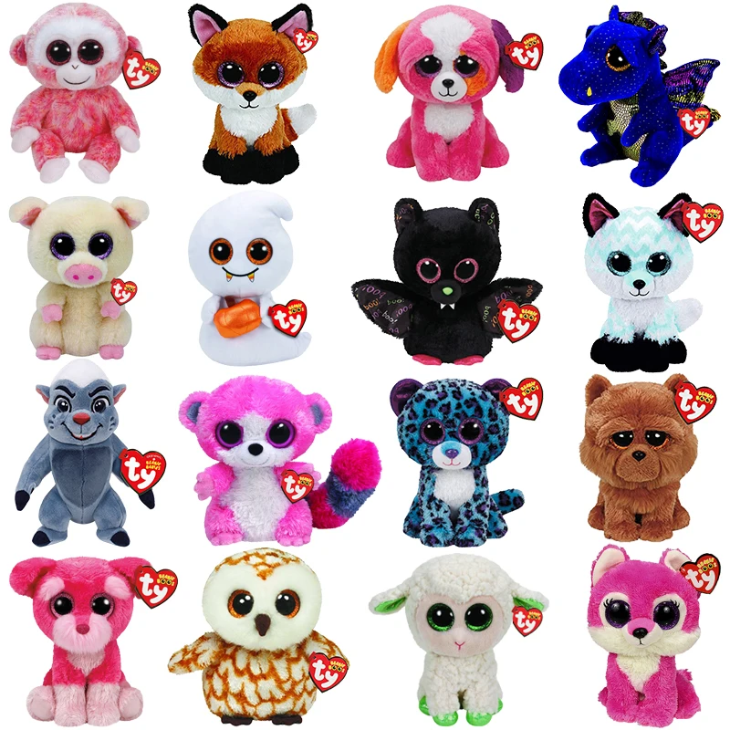 Ty Beanie с большими глазами лиса летучая мышь енот овечка волк обезьяна призрак