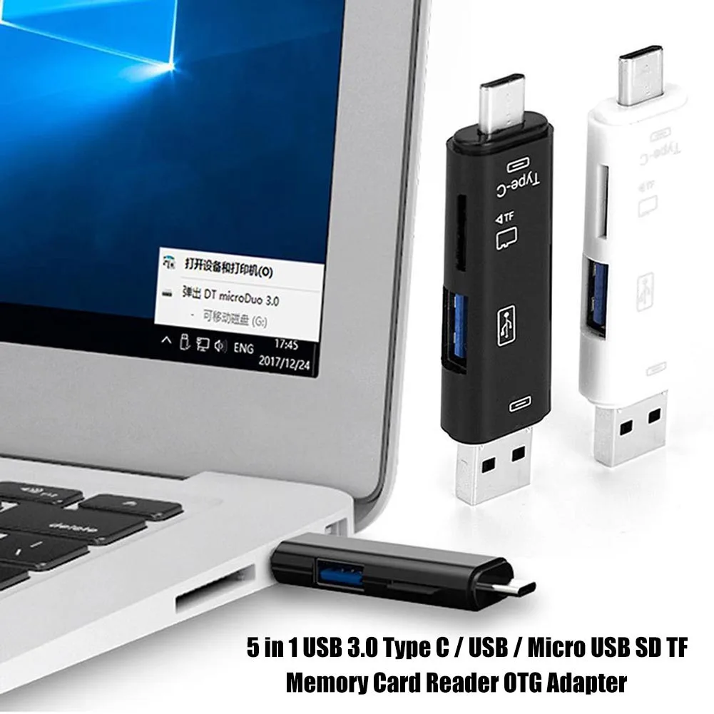 5 в 1 USB 3 0 Type-C Micro OTG кардридер Универсальный TF/SD телефонные удлинители головки