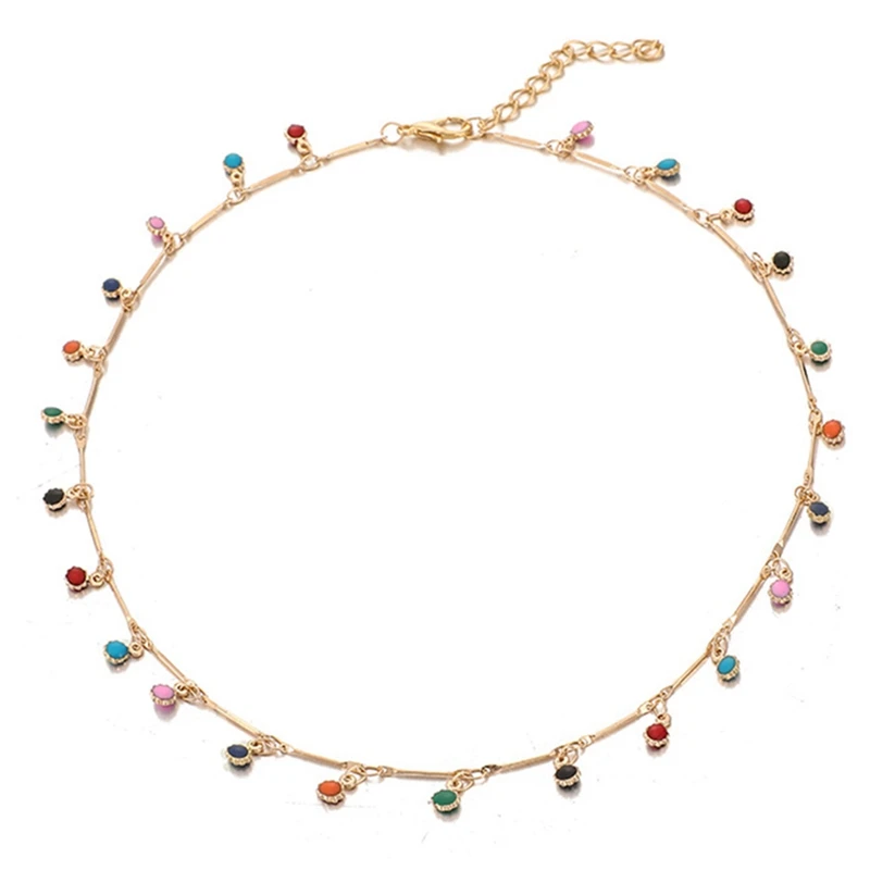 

Simple Candy Color Tassel Necklace Necklace Female Wild Color Small Ball Single Layer Necklace