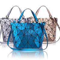 female top handle bag hologram frosted matte crossbody bag high quality bucket bag patchwork triangle handbag bolsa feminina