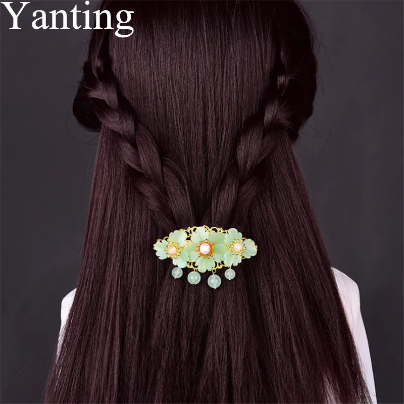 Yanting Этнические украшения для волос ручной работы заколка стеклянные аксессуары