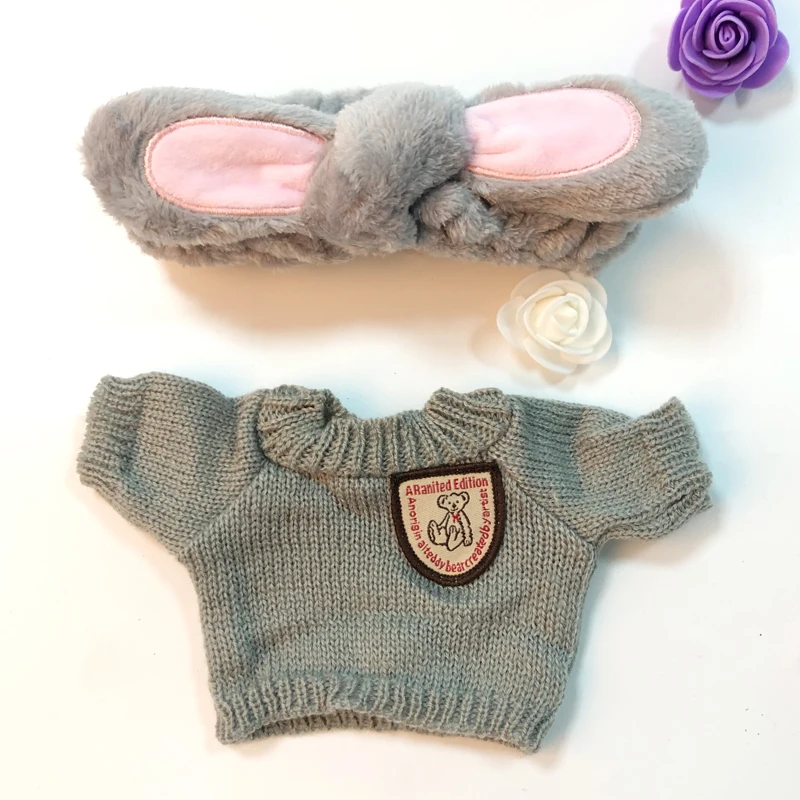 Милые аксессуары для кукол Kawaii девушки повязка для волос мыть лицо бег макияж полосы LaLafanfan кафе утенок плюшевая игрушка Подарки для девочек - Цвет: gray Sweater