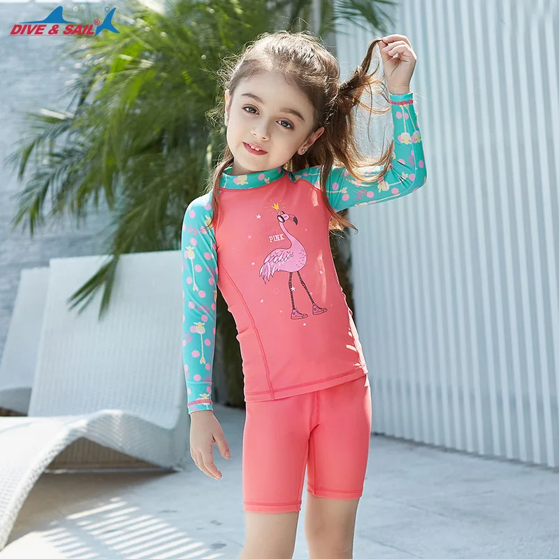

Children Swimsuit Girls Baby Split Sunscreen Quick-Drying Baby Swimwear Long-Sleeved Boxer Cute Hot Spring Beach Swimsuit Pants