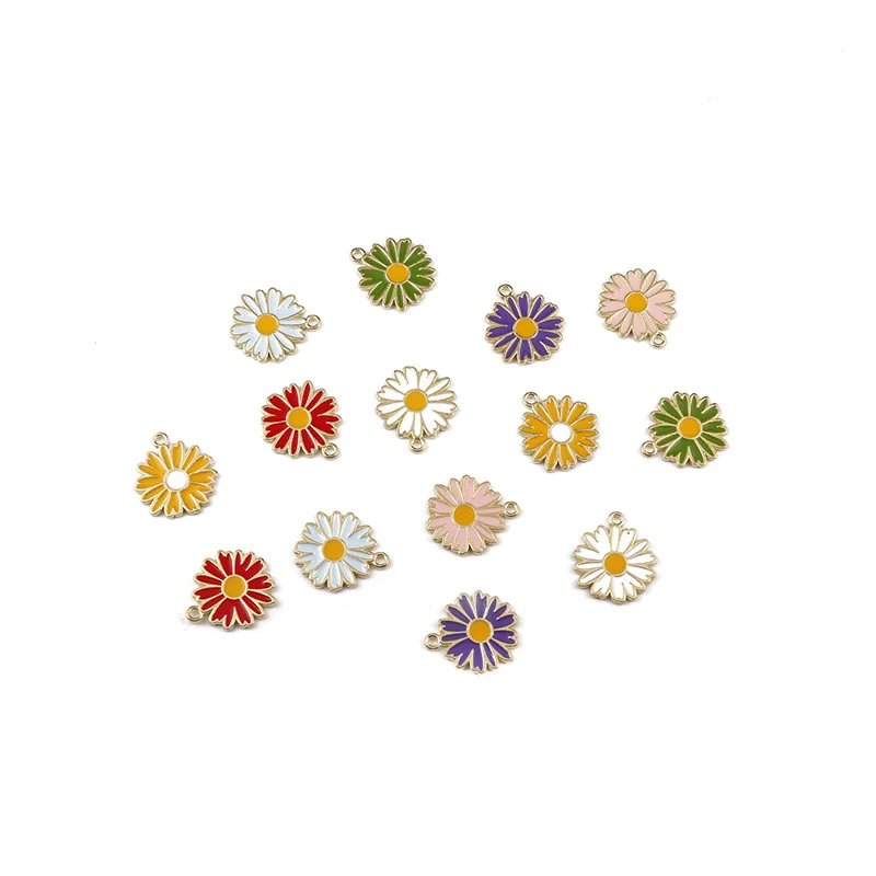 

10pcs/lot Mixed Colors Enamel Daisy Small Flower Charms Pendant DIY Handmade Necklace Earrings Making Jewelry Accessories