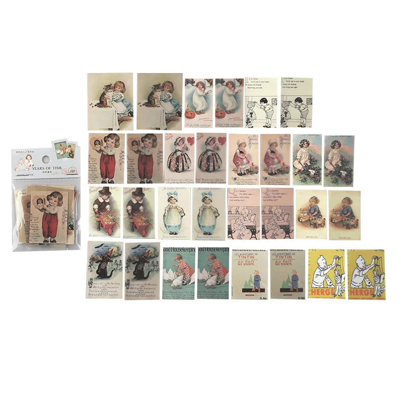 

30Sheets/Pack Years series Vintage Style DIY Hand account Stickers Transparent PVC Stationery Diary Stickers