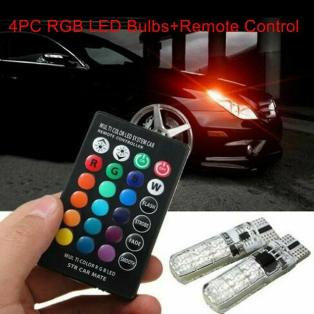 4 шт. автомобильные светодиодсветодиодный лампы T10 5050 W5W 6SMD RGB|Сигнальная лампа| |