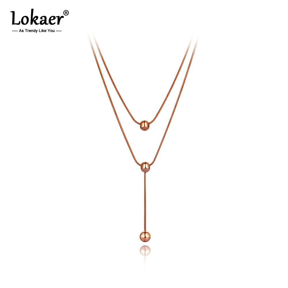 Фото Женское Двухслойное колье Lokaer модное ожерелье из нержавеющей стали в богемном