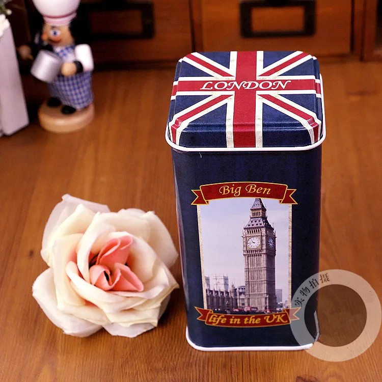 Квадратные коробки для хранения печенья кофе чая в лондонском стиле Домашний