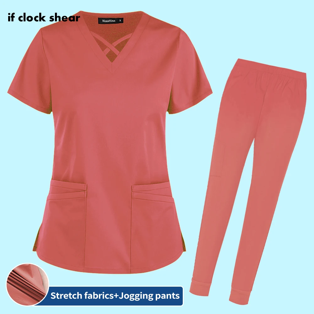 

Spa Uniforms Unisex V-Neck Medical Sets Pet Grooming Nursing Scrubs Suits Beauty Salon Uniforms Operating Room Scrubs Tops+Pants