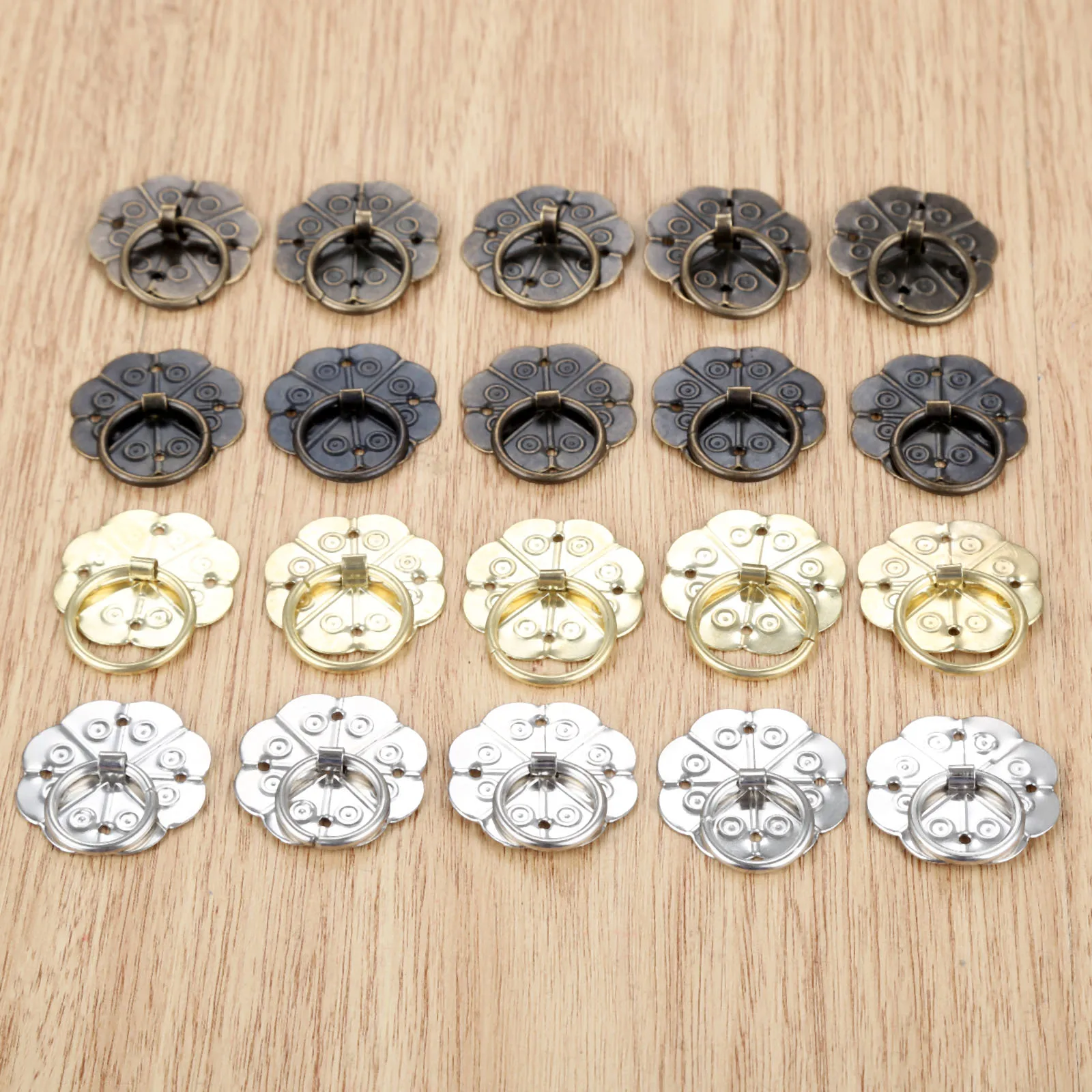 

5Pcs Antique Quincunx Drawer Cabinet Desk Door Pull Handle Knob Furniture Hardware With 20Pcs Nails