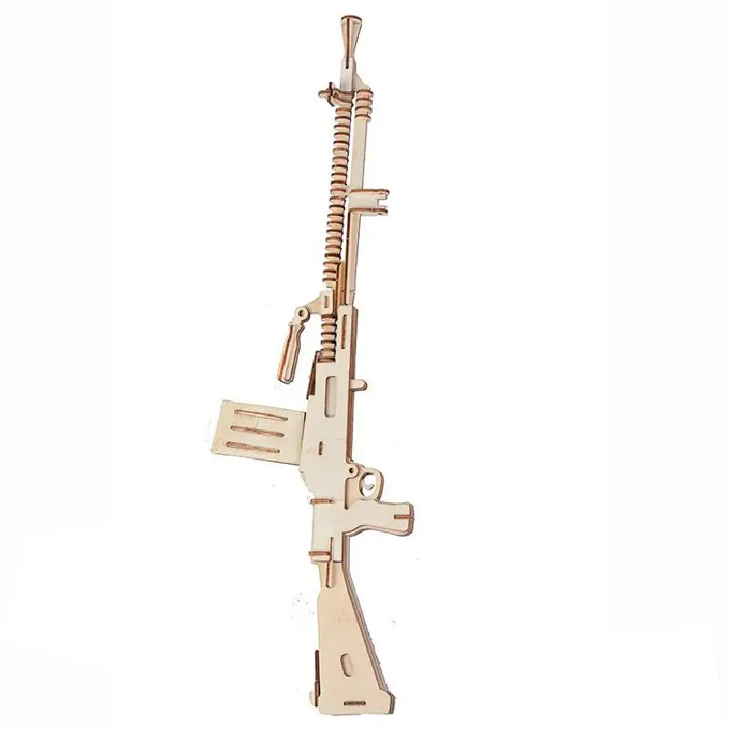 3d твердый деревянный пазл модель сделай сам Детский пулемет настольное