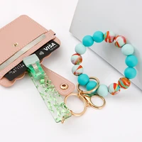car keychain with clip silicone beads keyring for keys mixed color women accessories bracelet keychain charms 2022 new wholesale