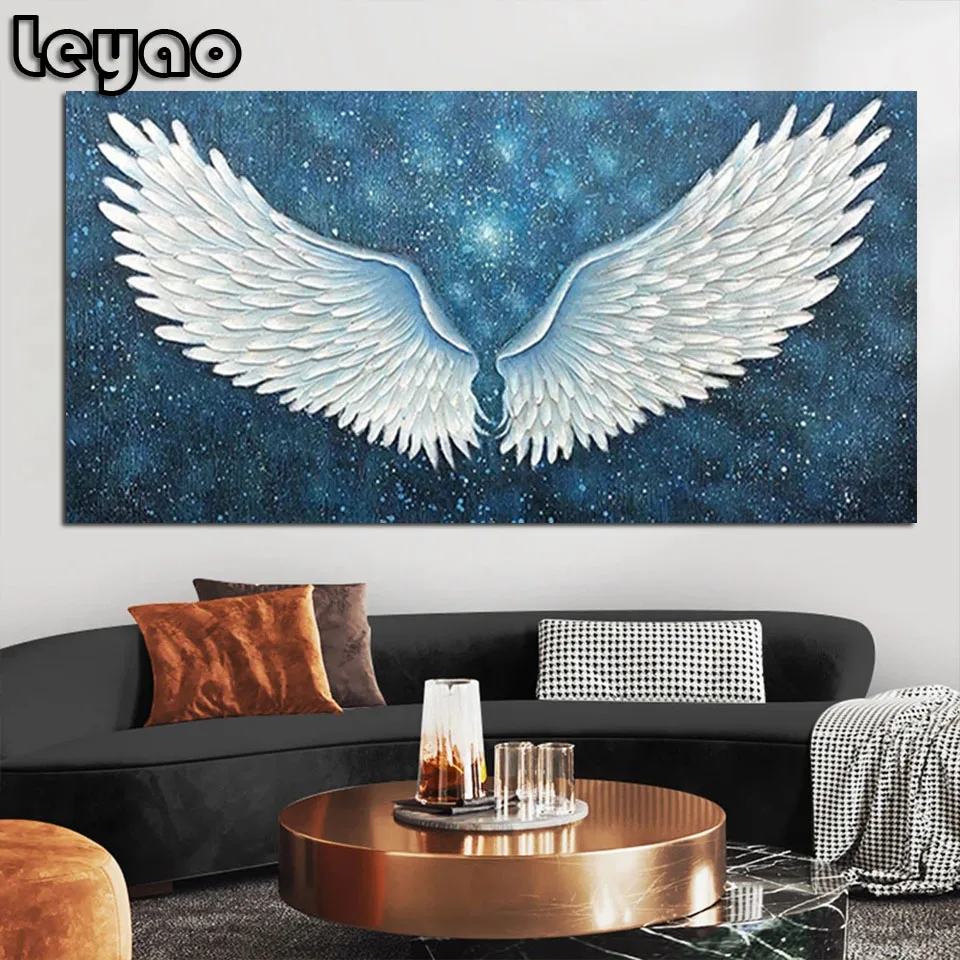 

Картина из страз с белыми крыльями 5d «сделай сам», полноразмерная Мозаика из круглых страз, украшение Стразы для Хэллоуина с ангелом