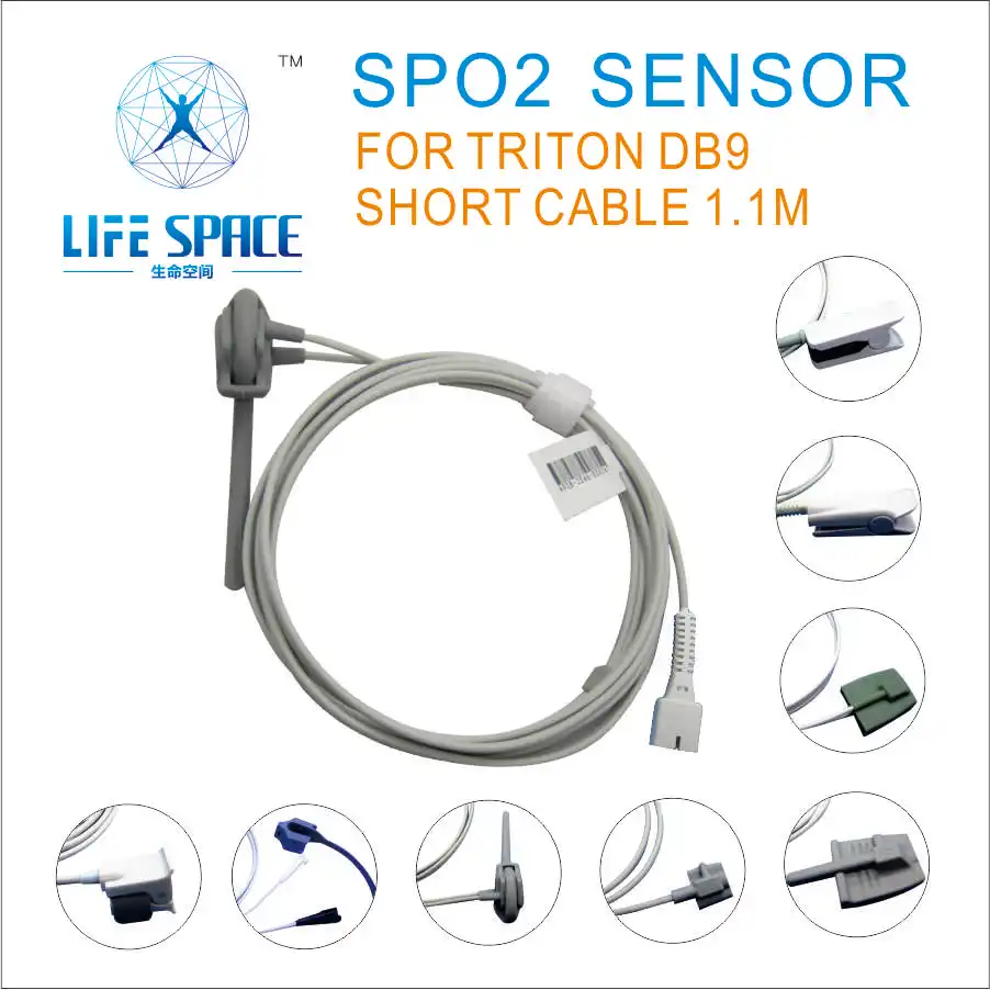 

ES-SA-20 factory outlet Short Cable Child Neonate Reusable Oxygen Spo2 Sensor For Triton DB9 patient monitor