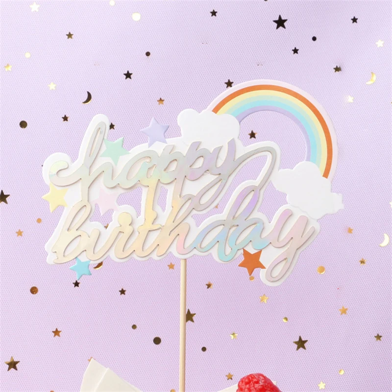 1 шт. разноцветные радужные украшение для торта С Днем Рождения розовые синие