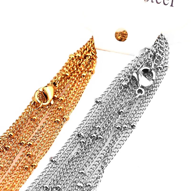 Цепочка женская из нержавеющей стали с бусинами Ширина 1 5 мм 10 шт./лот | Украшения