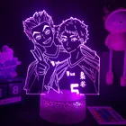 Лампа аниме 3D Haikyuu! Декоративный светильник для детской спальни, Bokuto Koutarou и Akaashi Keiji, цветная прикроватная лампа RGB