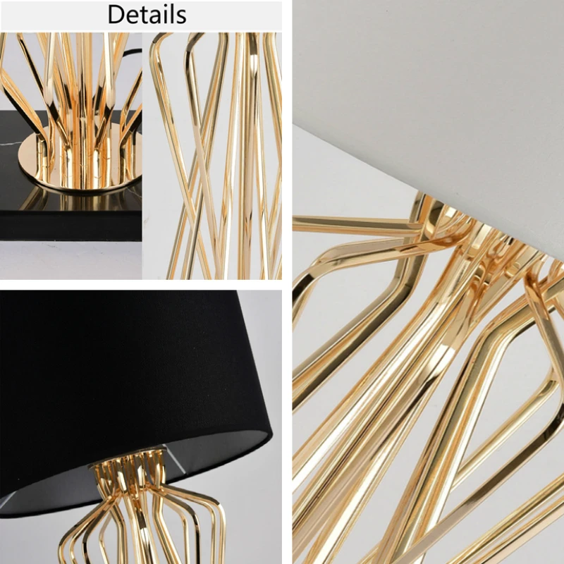 American Simple Line Hollowed Out Body Desk Lamps Bedroom Beside Lamp Living Room Table Design Lighting Study LED E27 | Лампы и