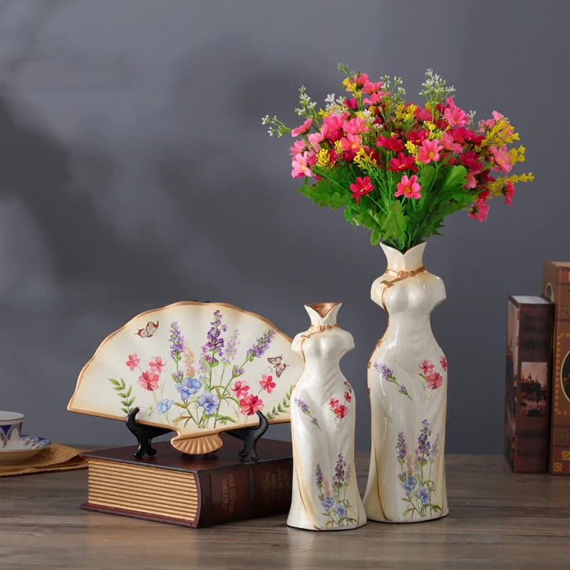 Керамическая напольная ваза в европейском стиле ретро из трех частей украшения