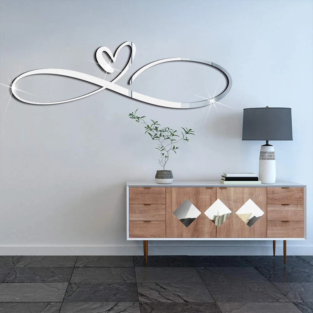 

DIY 3D Mirror Wall Design Sticker Heart-shaped Mirror Living Room Home Decor Art Wall Decoration Self Adhesive Wall Sticker