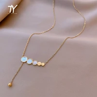 2021 new classic round shell pendant titanium steel colorfast necklace for woman goth girls sexy clavicle chain fashion jewelry