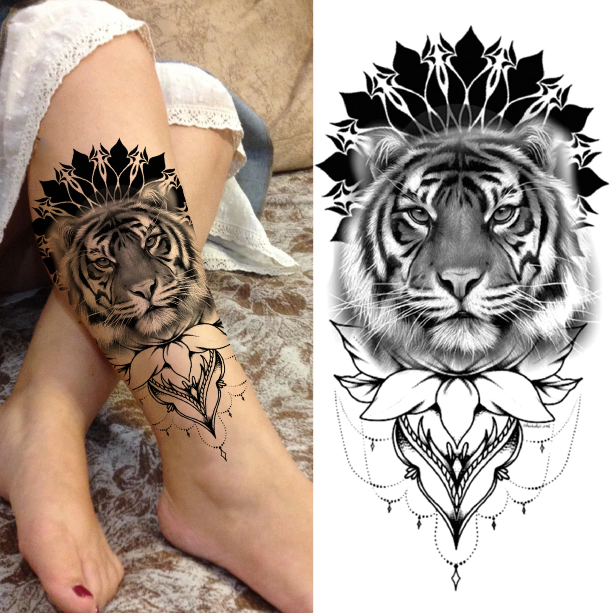 Черный компас роза временная татуировка для женщин мужчин взрослые цветок