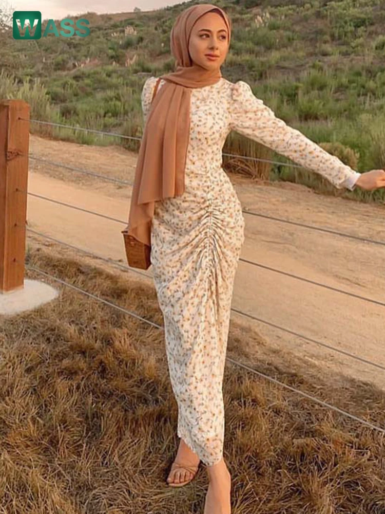 

Muslim Fashion Hijab Dress Printed Abayas for Women Turkish Dresses Dubai Abaya Islam Clothing Musulman De Mode Vestidos Largos