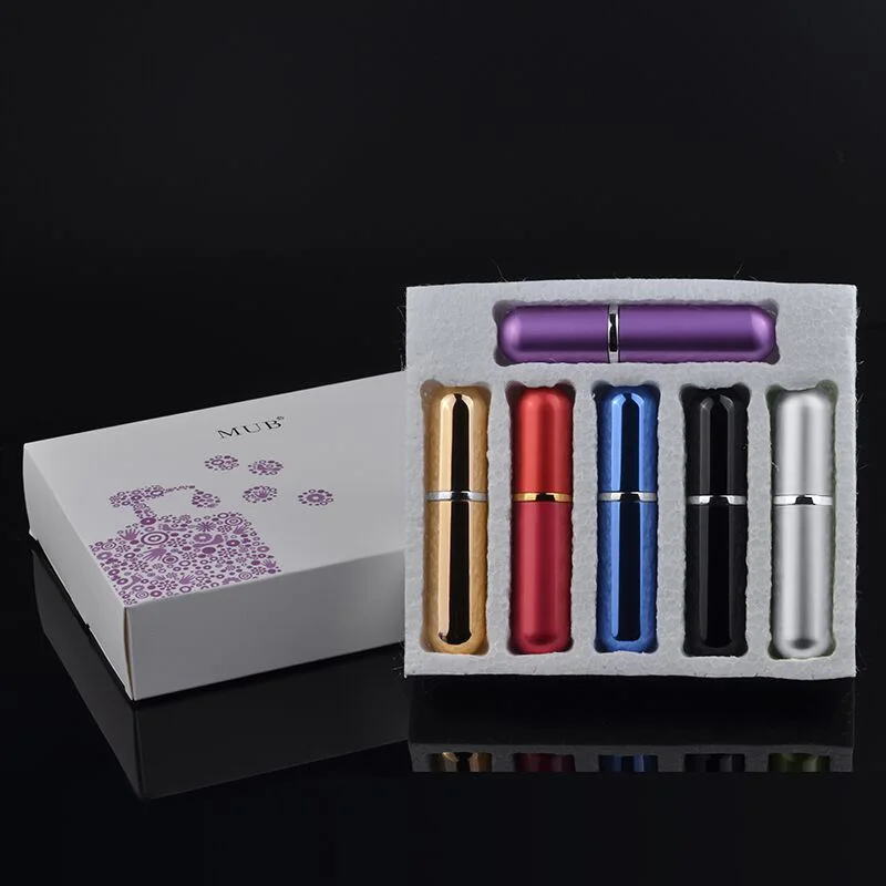 Random color MUB-6pcs многоразовый мини флакон-спрей для духов Алюминиевый распылитель портативный косметический контейнер для путешествий флакон духов с коробкой - Цвет: Random color