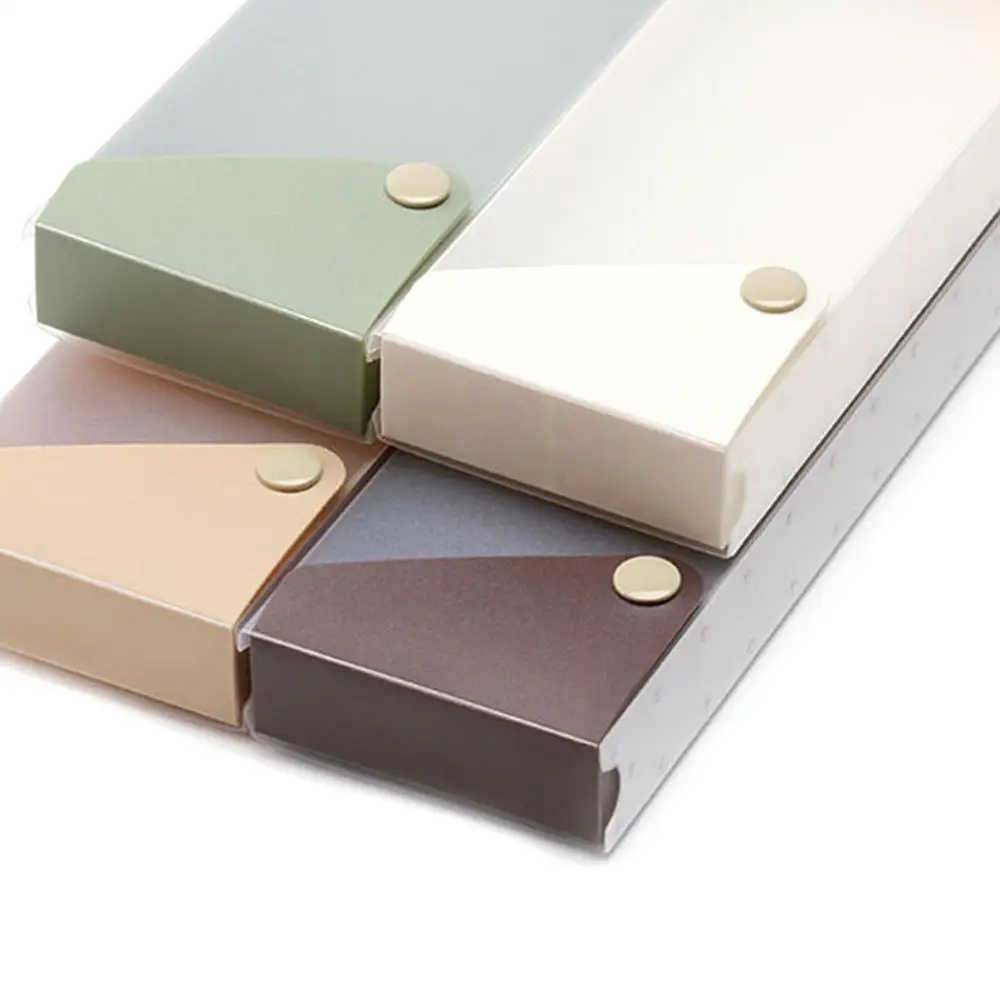 Корейский простой выдвижной пенал пластиковый матовый большой емкости для