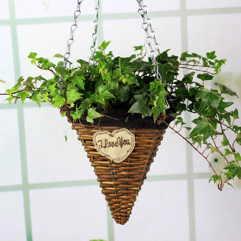 Натуральная плетеная подвесная корзина Цветочная Горшок Кашпо из ротанга