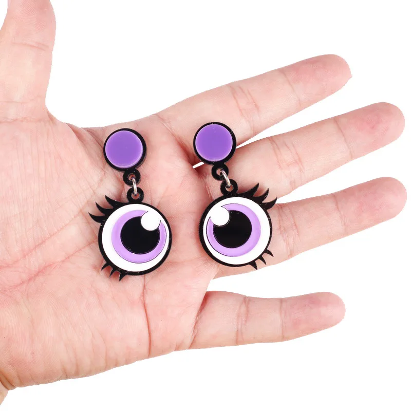 Креативные забавные акриловые серьги-капли с большими глазами ресницы крупные