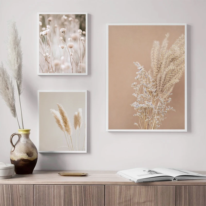 

Pampas Grass Plants Nature Landscape Canvas Painting Prints Dried Grass Room Deco Modern Boho Botanical Wall Art Pictures Poster