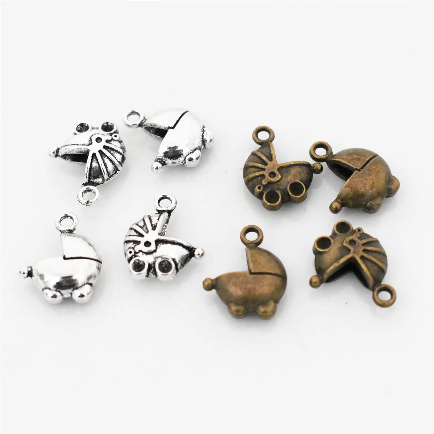 15pcs 16.7x13.5x5.3mm Antique Silver and Bronze Colors Plated Cute Baby carriage Charm Pendant DIY Handmade Jewelry Accessories | Украшения