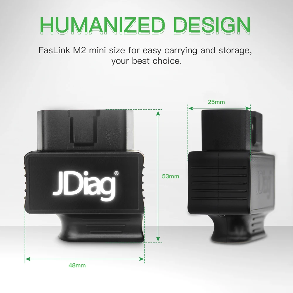 

JDiag Faslink M2 OBDII OBD2 Scanner Bluetooth 4.0 OBD2 Diagnostic Tool Auto Fault Code Reader For iPhone iOS / Android PK ELM327