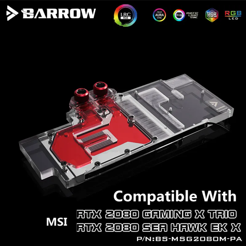 Барроу полное покрытие GPU водный блок для MSI RTX 2080 GAMING X TRIO/SEA HAWK EK Aurora материнская