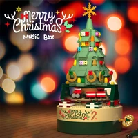 childrens rotating music box building blocks with bright led light christmas tree building block toy new years gift toys