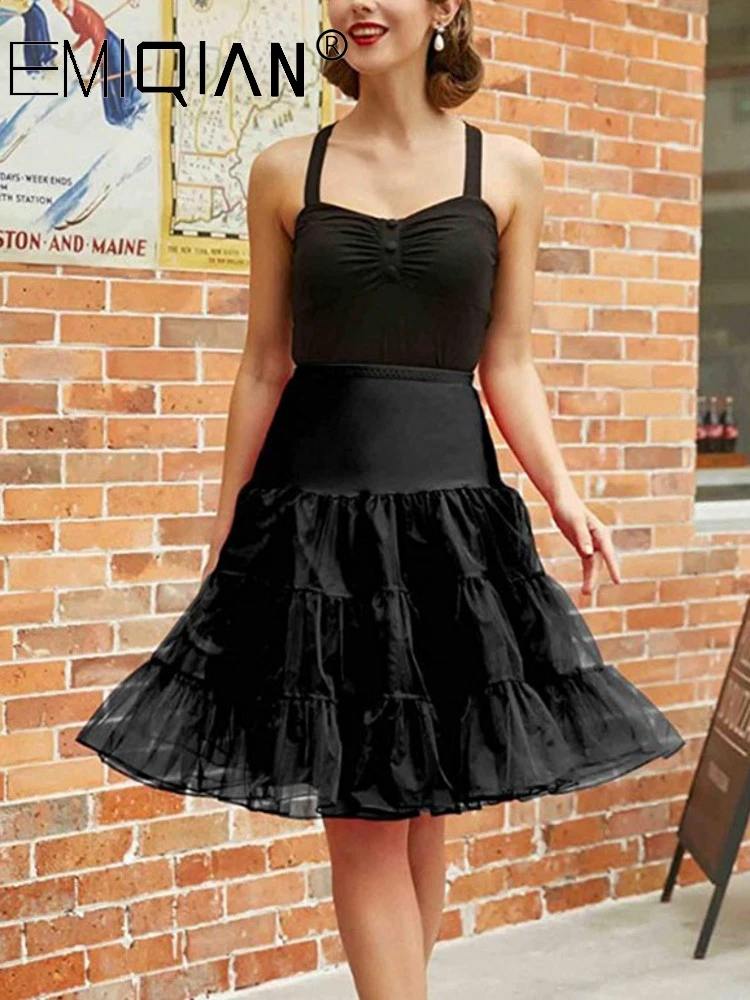 Короткая юбка из органзы для коктейльных платьев кринолин черная белая красная