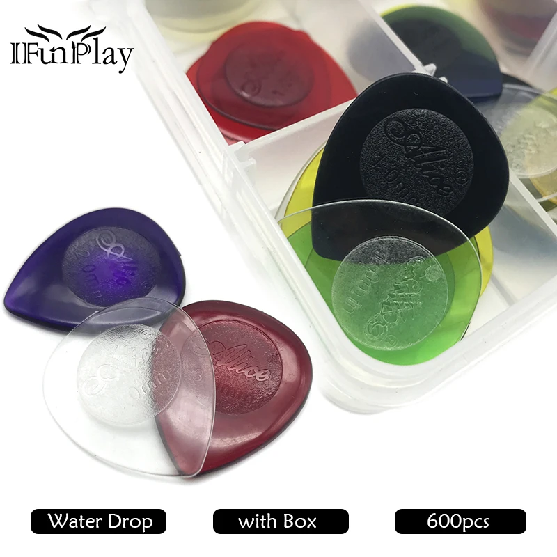 600pcs Alice Transparent Big/Small Mediator Durable Water Drop Guitar Picks Rain Bass Plectrum 1.0/2.0/3.0mm | Спорт и развлечения