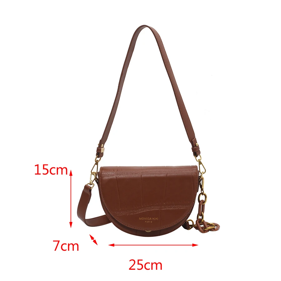 

Vintage Stone pattern Saddle Bags for Women Shoulder Bag Designer Chain Crossbody Bag Casual Pu Leather Women Bags Small Purse