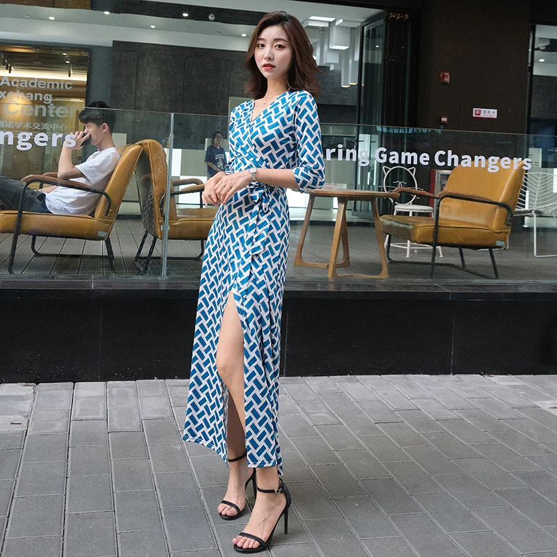 

Elegant Sexy Slimming Summer Women's Dress Long Dress V-neck Slim Fit