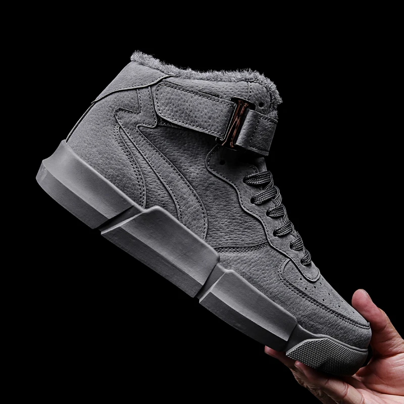 Зимние мужские ботинки HUCDML теплые кожаные для снега Мужская зимняя Рабочая