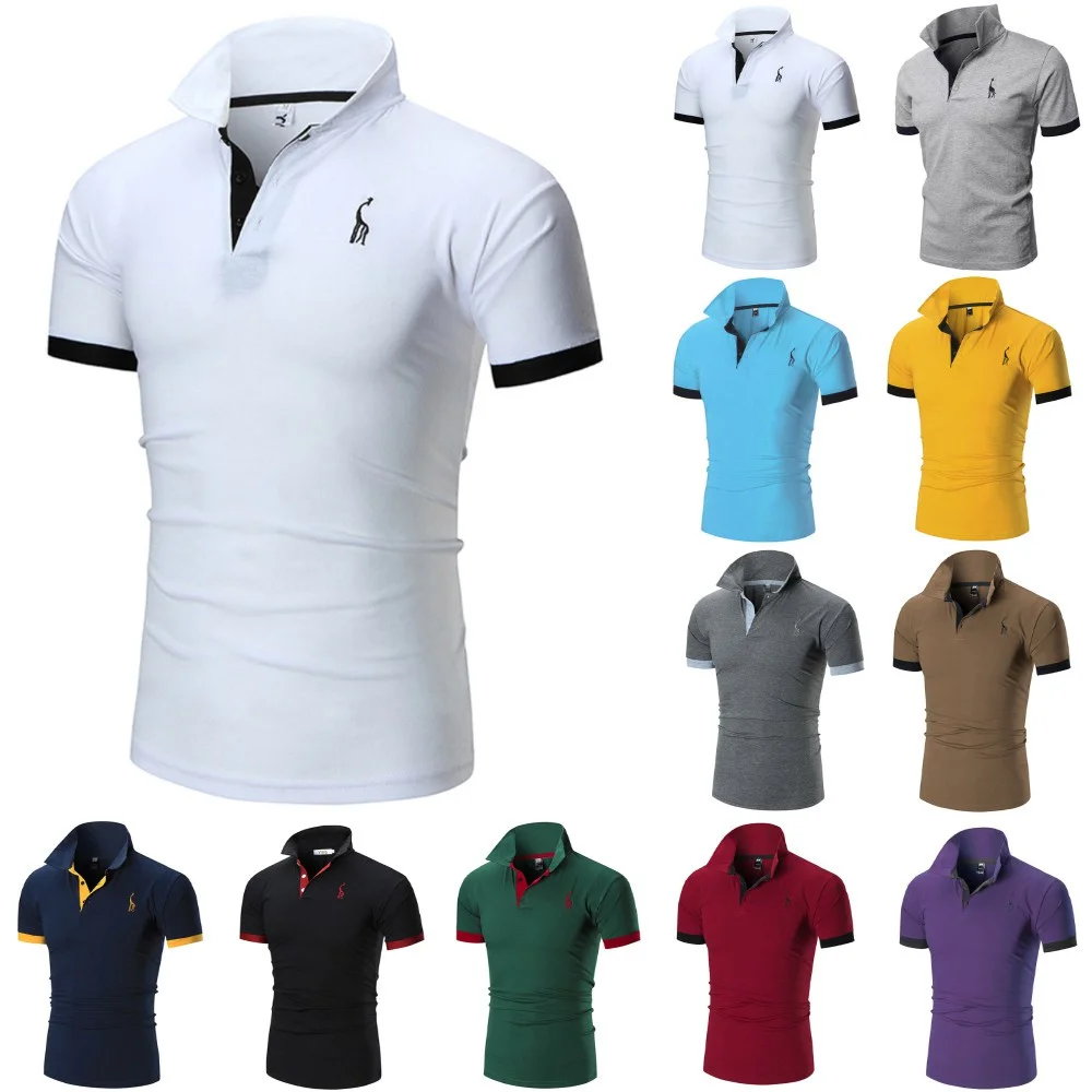 

Men's Deer Embroidery Short Sleeve Shirt Comfortable Breathe Summer Casual