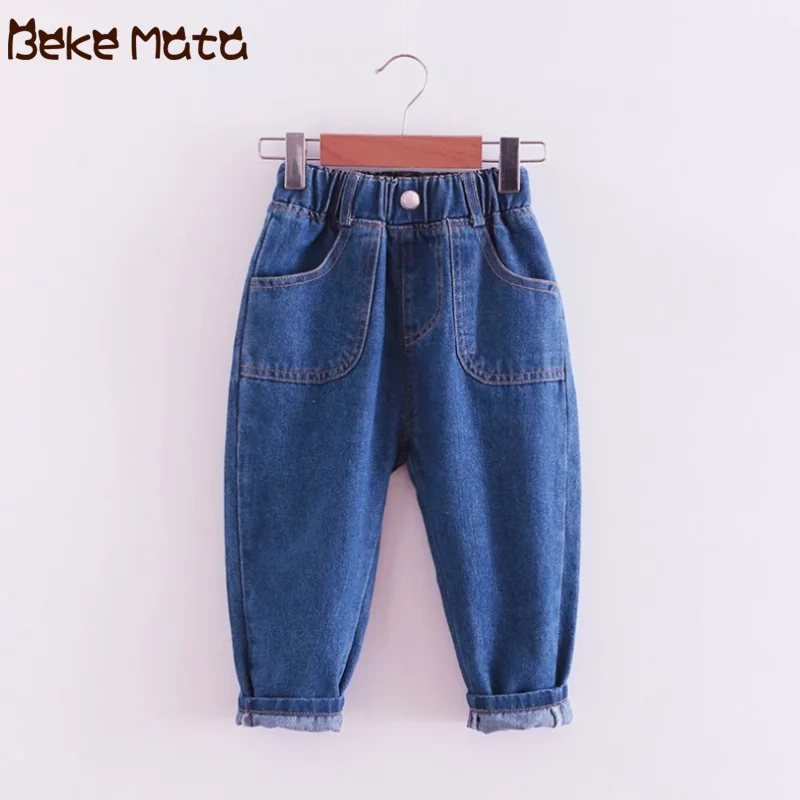 Свободные джинсы для девочек весна 2020 маленьких однотонные повседневные