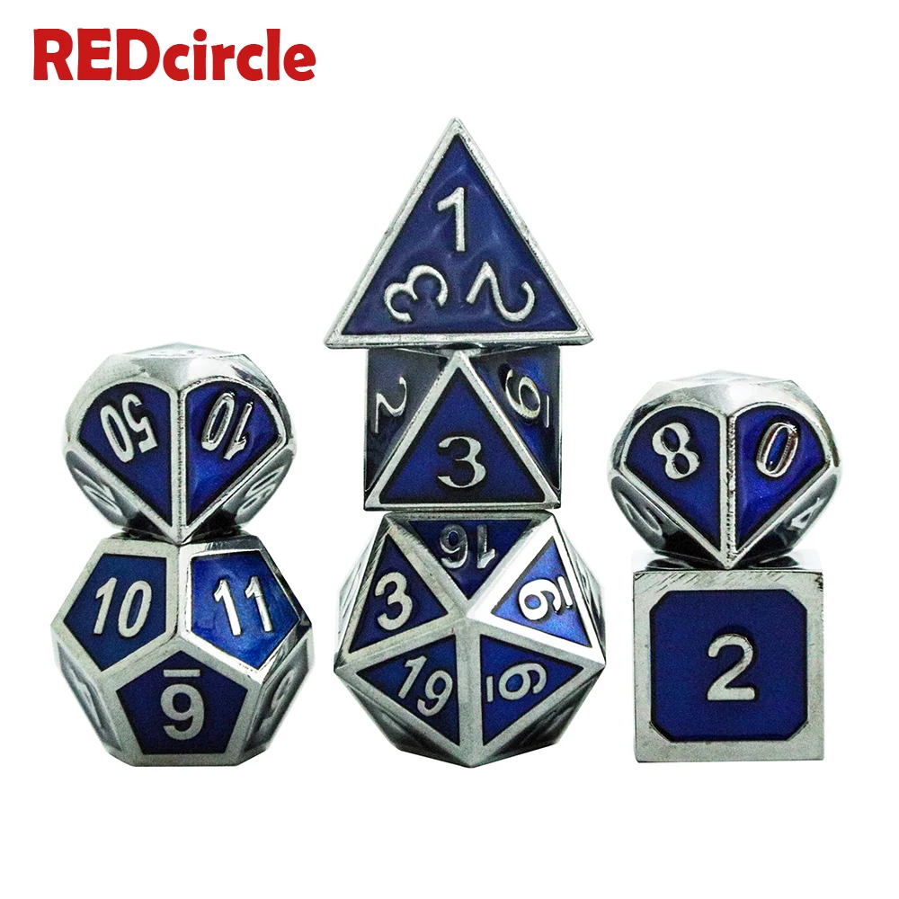 Набор металлических игральных костей большого размера (7 шт.) DND RPGs + 1 шт. сумка D4 D6