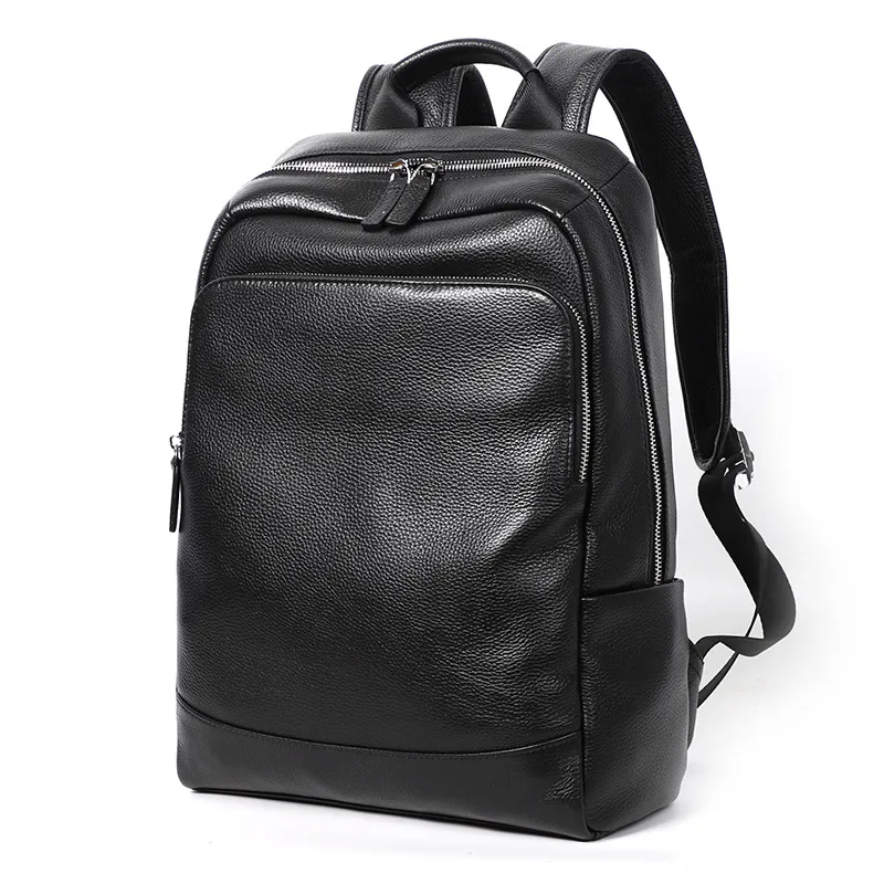 Men Natural Cowskin Backpack Male Genuine School Backpack Fashion Business Travel Laptop Bag Men's Cowhide Leather Shoulder Bag